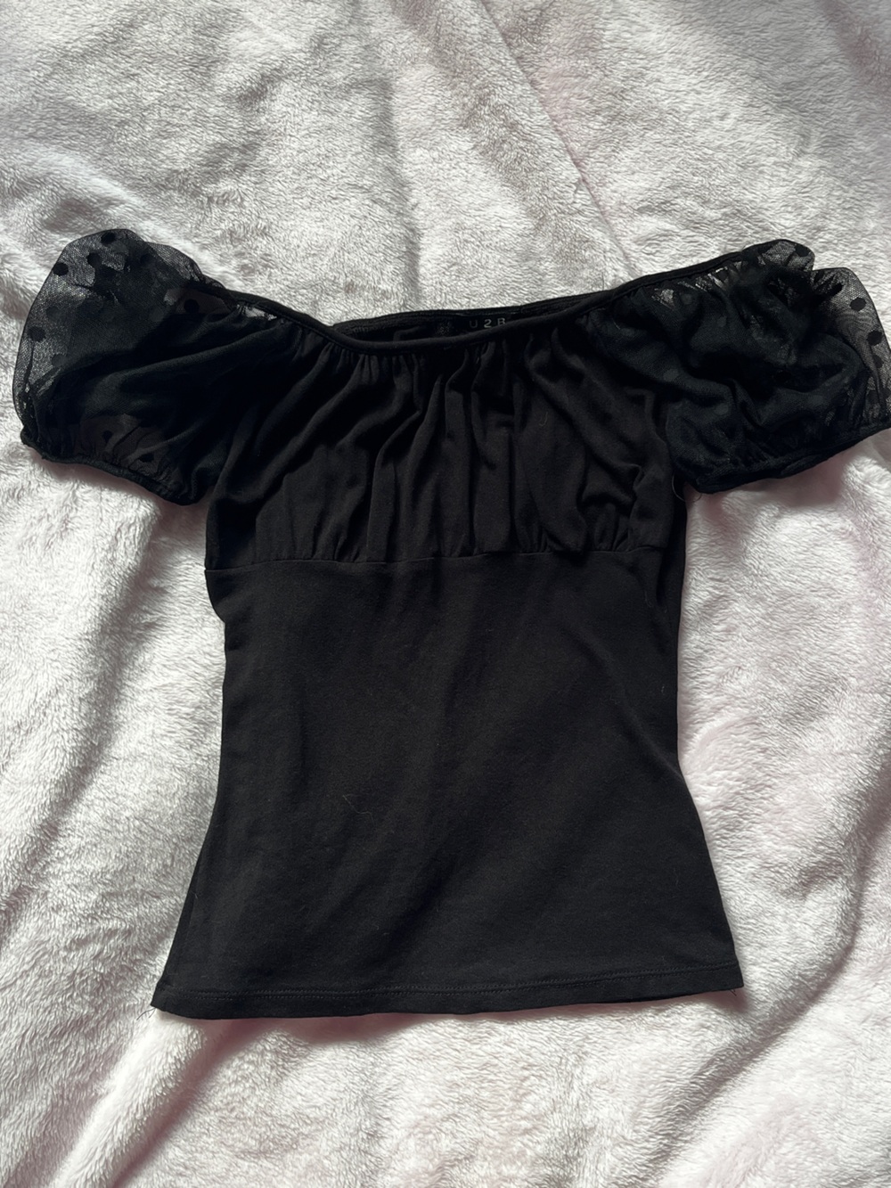 black polka dot and off the shoulder top